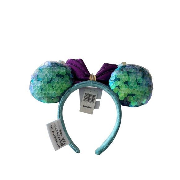 Disney Parks The Little Mermaid Ariel  2022 Minnie Mouse Bow Ear Headband NWT main image 4